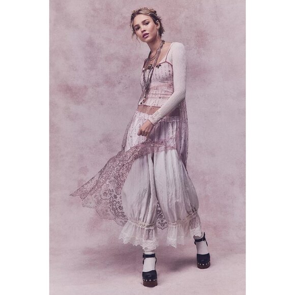 Free People Forever Young Sleep Capri Pants Ivory Lace Trim XS New With Tags - Picture 3 of 16